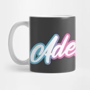 Adelaide: Australian city name in white script font on funky bright background Mug